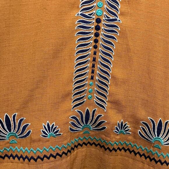 THML Mustard Halter Mini A-Line Dress with Embroidered Detail Size Small - Picture 5 of 11